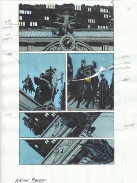 A4 paper copy of artwork, water-colour ink coloured as colour guide. 
Batman/Phantom Stranger