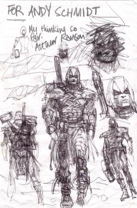 Marvel - Ronan the Accuser. Planning revamp of relegated heroes. Copy to Andy elicited reponse "Cool" with which I was very taken. Were more but this only survivor. 